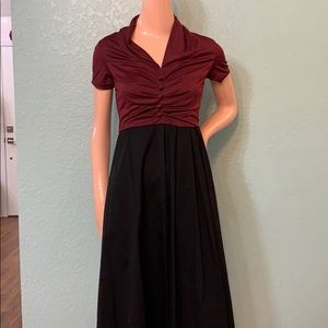 Maroon and black dress